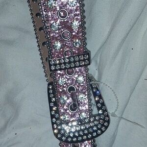 Pink Rhinestone Studded Belt